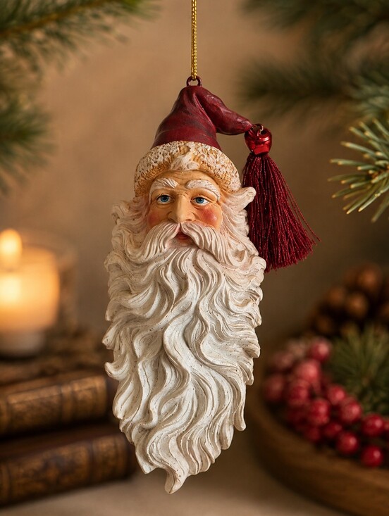 Vintage Other - Old World Santa Face Christmas Ornament 6" Victorian Style Tassel Holiday Decor